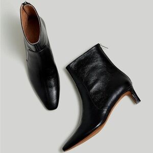 Madewell Black Dimes Kitten-heel Boots, crinkle leather